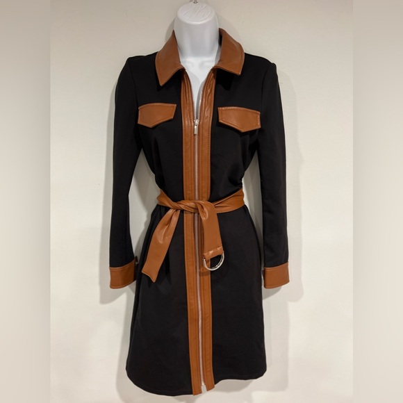 DEREK LAM 10 CROSBY Black Jayda Mixed-Media Dress🔥 - Picture 9 of 16